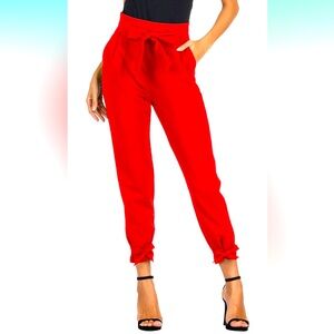 Red Casual High Waist Pencil Pants with Bow-Knot Pockets. Medium. July 4th!🇺🇸